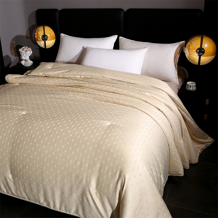 91家纺网 家纺一手货源 找家纺 前程家纺 2025新款彩丝小方格被冬被被子被芯春秋被棉被夏被空调被 彩丝小方格-香槟金