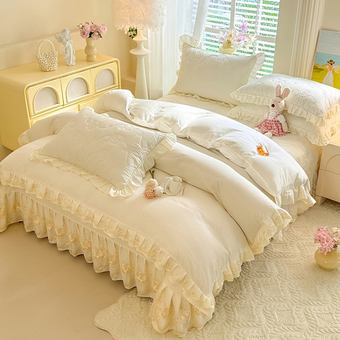 91家纺网 家纺一手货源 找家纺 （总）美达家纺 2025新款玫瑰系列全棉夹棉床盖四件套