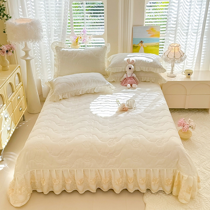 91家纺网 家纺一手货源 找家纺 （总）美达家纺 2025新款玫瑰系列全棉夹棉床盖四件套