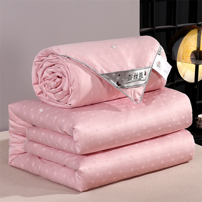 前程家纺 2025新款彩丝小方格被冬被被子被芯春秋被棉被夏被空调被 彩丝小方格-浅豆沙