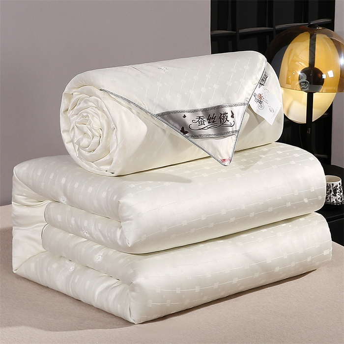 前程家纺 2025新款彩丝小方格被冬被被子被芯春秋被棉被夏被空调被 彩丝小方格-米白色