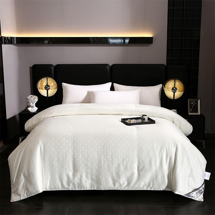 91家纺网 家纺一手货源 找家纺 前程家纺 2025新款彩丝小方格被冬被被子被芯春秋被棉被夏被空调被 彩丝小方格-米白色