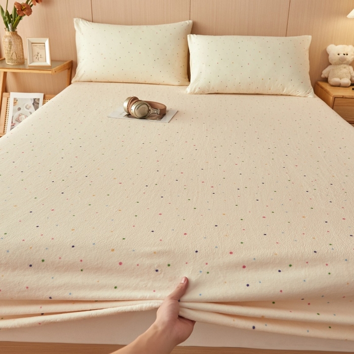 91家纺网 家纺一手货源 找家纺 （总）一禾 2025新款简约印花高克重牛奶绒床笠