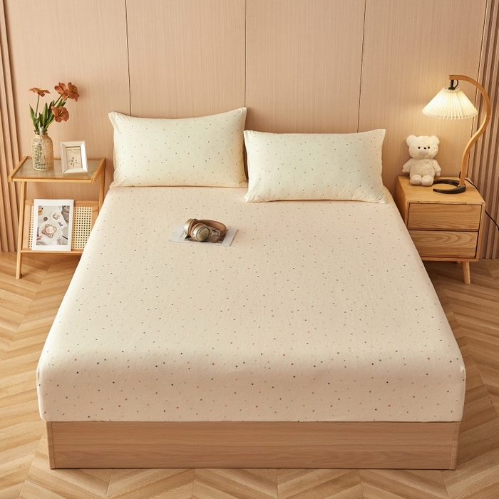 91家纺网 家纺一手货源 找家纺 （总）一禾 2025新款简约印花高克重牛奶绒床笠