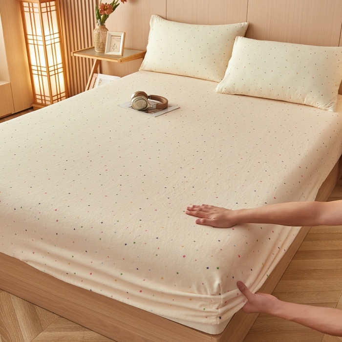 91家纺网 家纺一手货源 找家纺 （总）一禾 2025新款简约印花高克重牛奶绒床笠