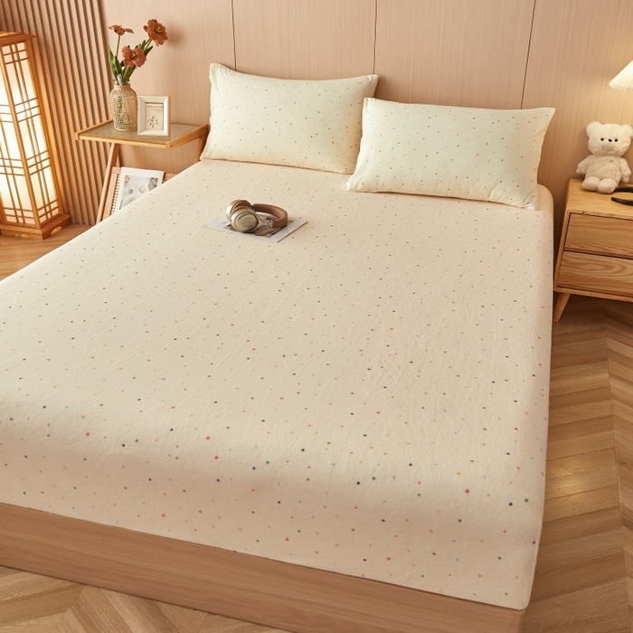 91家纺网 家纺一手货源 找家纺 （总）一禾 2025新款简约印花高克重牛奶绒床笠