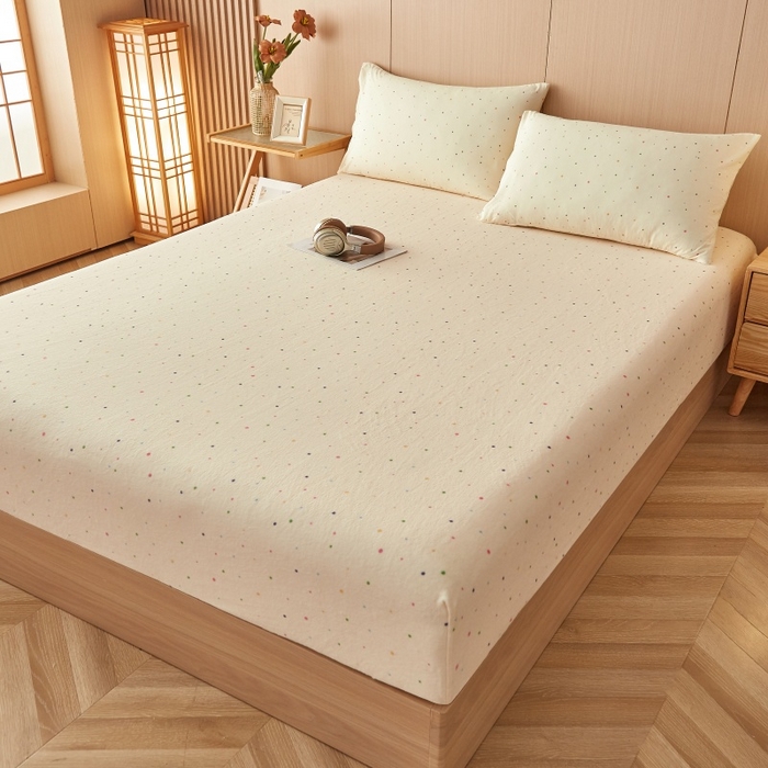 91家纺网 家纺一手货源 找家纺 （总）一禾 2025新款简约印花高克重牛奶绒床笠