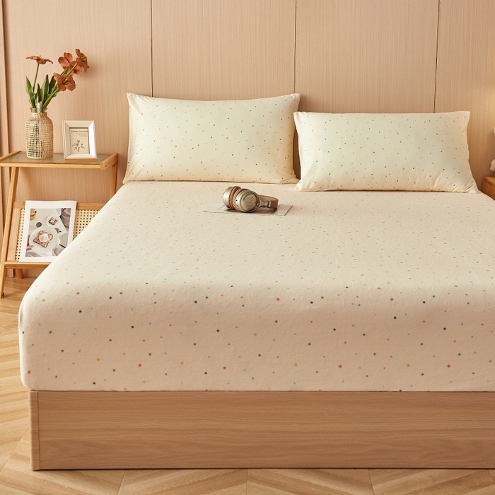 91家纺网 家纺一手货源 找家纺 （总）一禾 2025新款简约印花高克重牛奶绒床笠