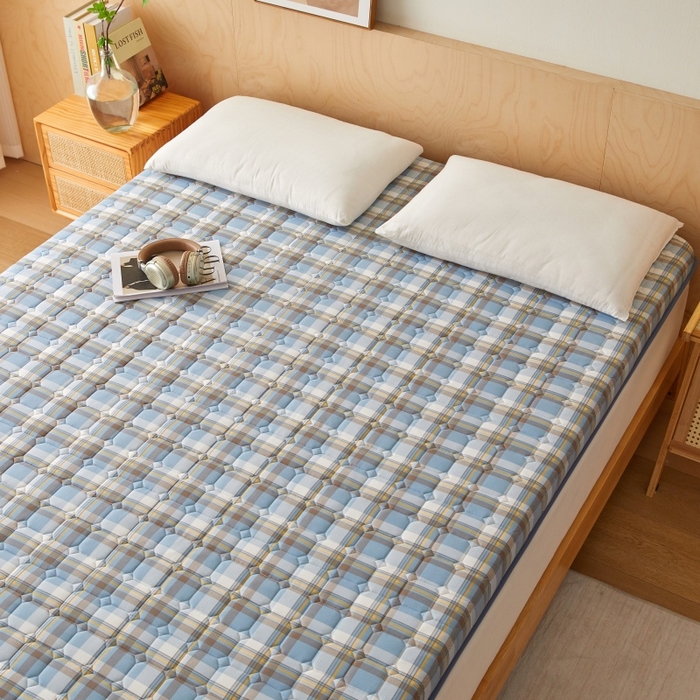 91家纺网 家纺一手货源 找家纺 喜她床垫 2025新款棉花抗压床垫垫子 蓝大格-5cm