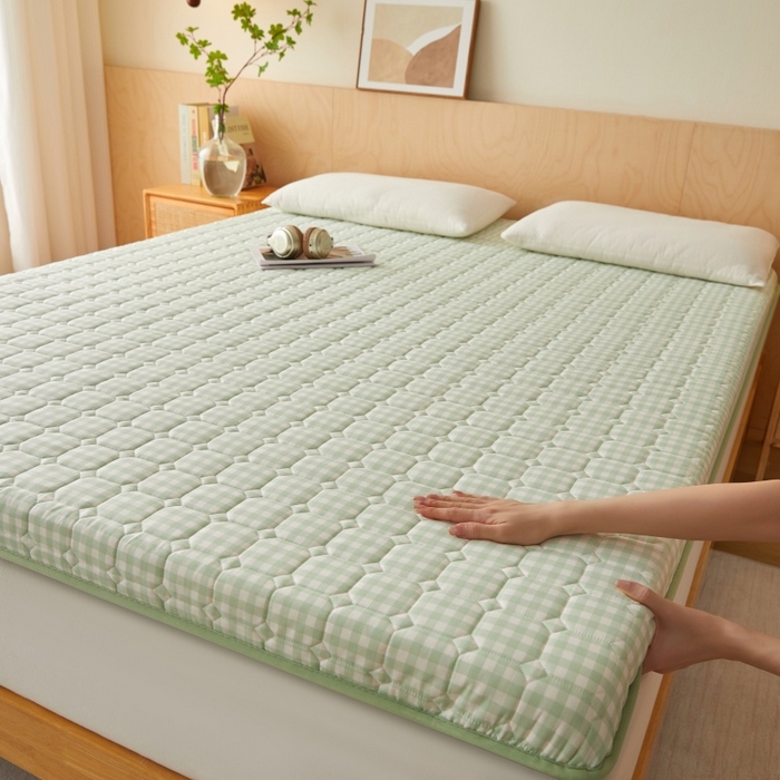 91家纺网 家纺一手货源 找家纺 喜她床垫 2025新款棉花抗压床垫垫子 绿小格-5cm