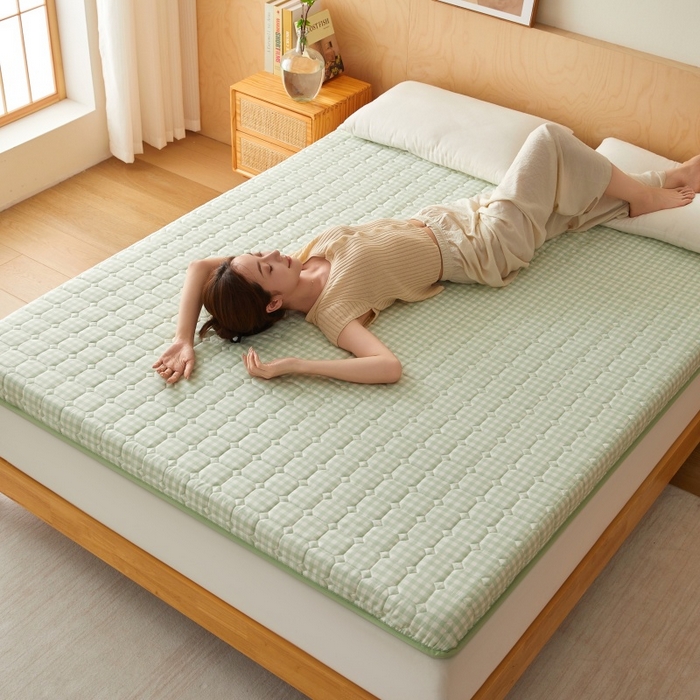 91家纺网 家纺一手货源 找家纺 喜她床垫 2025新款棉花抗压床垫垫子 绿小格-5cm