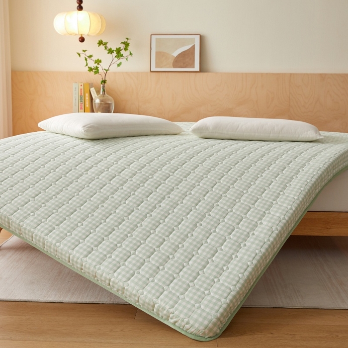 91家纺网 家纺一手货源 找家纺 喜她床垫 2025新款棉花抗压床垫垫子 绿小格-5cm