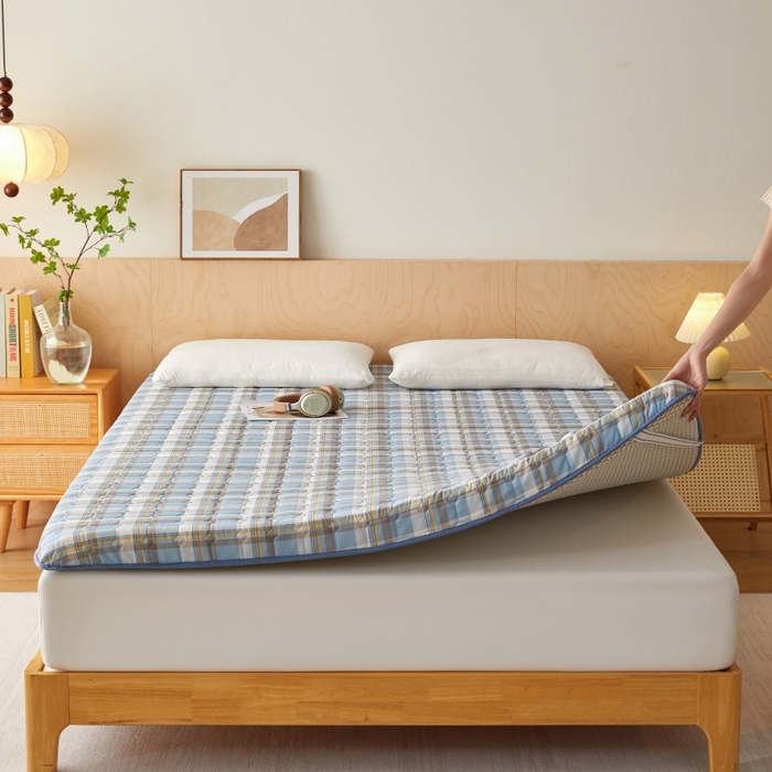 91家纺网 家纺一手货源 找家纺 喜她床垫 2025新款棉花抗压床垫垫子 蓝大格-8cm
