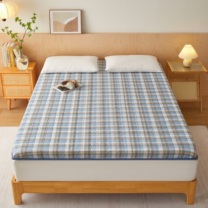 91家纺网 家纺一手货源 找家纺 喜她床垫 2025新款棉花抗压床垫垫子 蓝大格-8cm