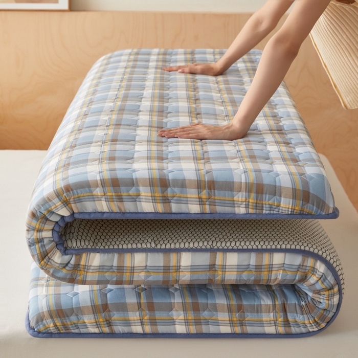 91家纺网 家纺一手货源 找家纺 喜她床垫 2025新款棉花抗压床垫垫子 蓝大格-8cm