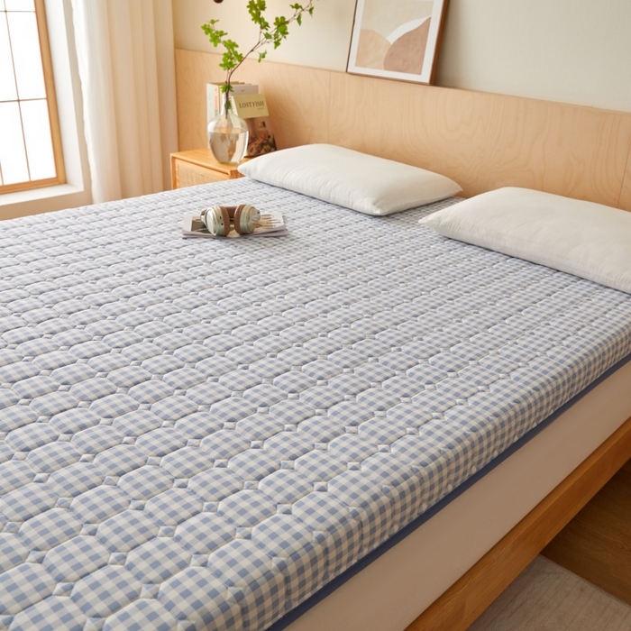 91家纺网 家纺一手货源 找家纺 喜她床垫 2025新款棉花抗压床垫垫子 蓝小格-8cm