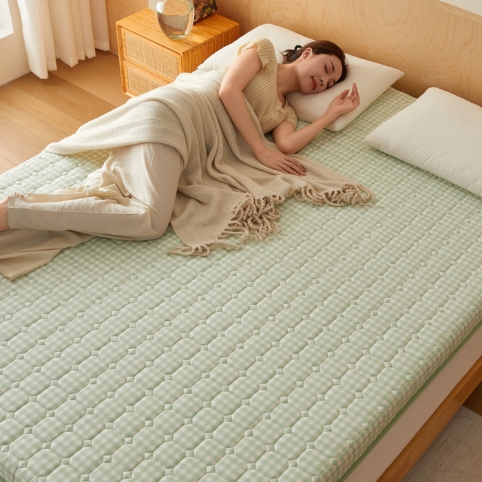 91家纺网 家纺一手货源 找家纺 喜她床垫 2025新款棉花抗压床垫垫子 绿小格-8cm