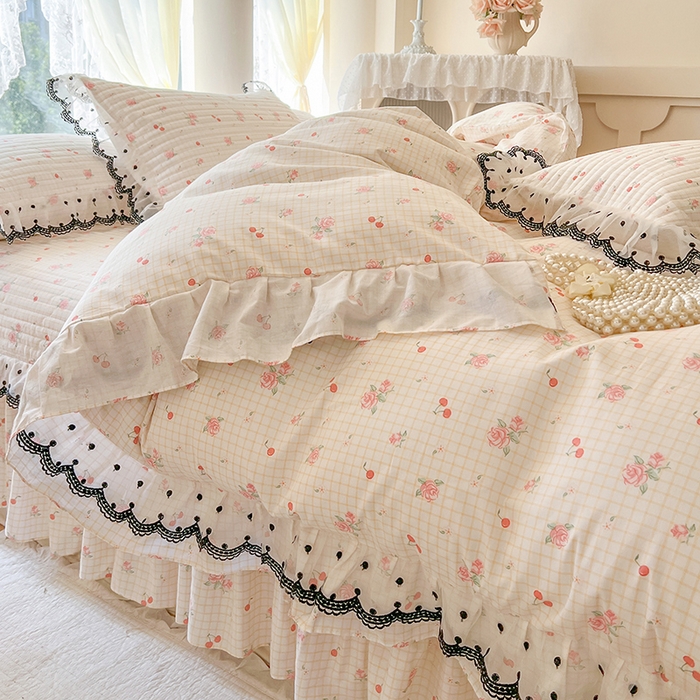 91家纺网 家纺一手货源 找家纺 网红馆（ck家纺） 2025新款全棉印花单床盖系列 玫瑰樱桃