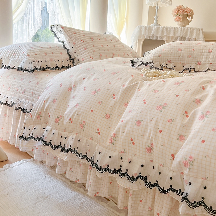 91家纺网 家纺一手货源 找家纺 网红馆（ck家纺） 2025新款全棉印花单床盖系列 玫瑰樱桃