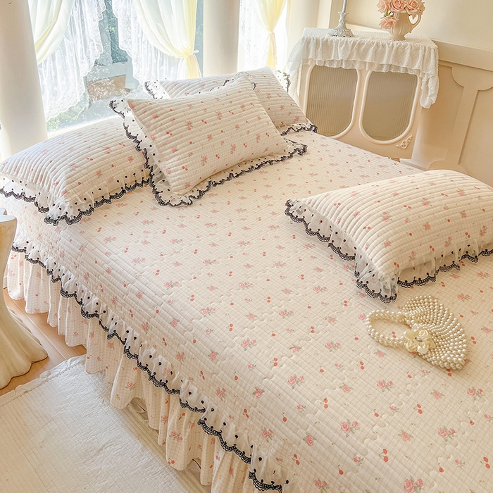 91家纺网 家纺一手货源 找家纺 网红馆（ck家纺） 2025新款全棉印花床盖四件套 玫瑰樱桃