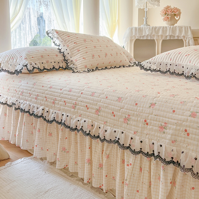 91家纺网 家纺一手货源 找家纺 网红馆（ck家纺） 2025新款全棉印花床盖四件套 玫瑰樱桃