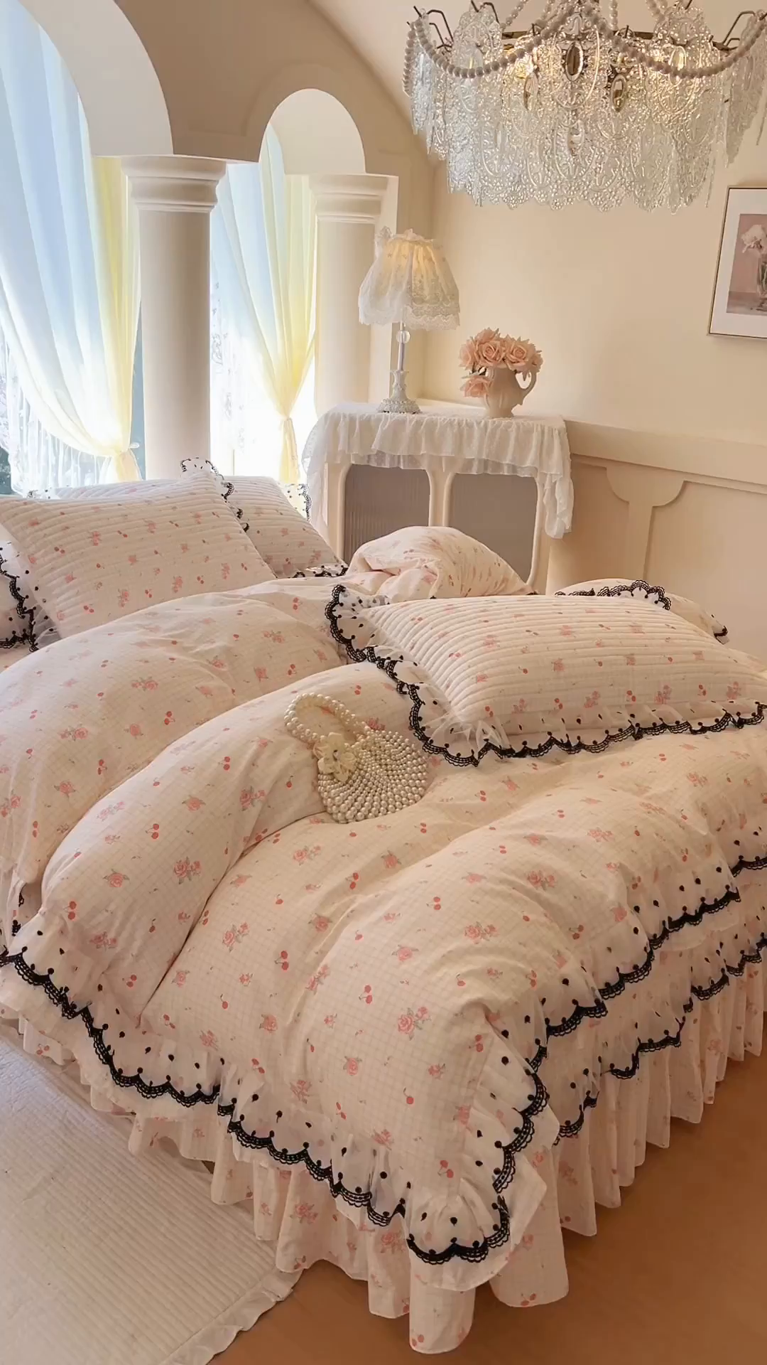 91家纺网 家纺一手货源 找家纺 网红馆（ck家纺） 2025新款全棉印花床盖四件套 玫瑰樱桃