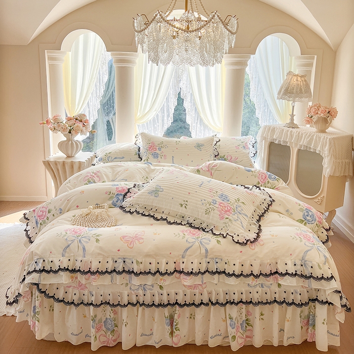 91家纺网 家纺一手货源 找家纺 网红馆（ck家纺） 2025新款全棉印花床盖四件套 陌上花开