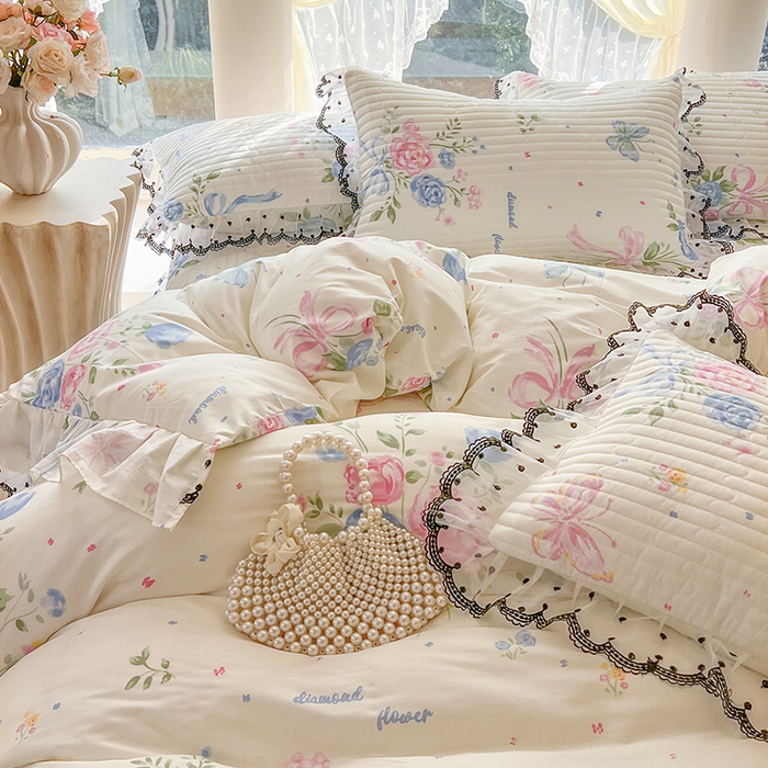 91家纺网 家纺一手货源 找家纺 网红馆（ck家纺） 2025新款全棉印花床盖四件套 陌上花开
