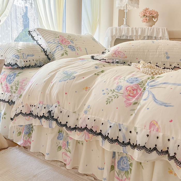 91家纺网 家纺一手货源 找家纺 网红馆（ck家纺） 2025新款全棉印花床盖四件套 陌上花开