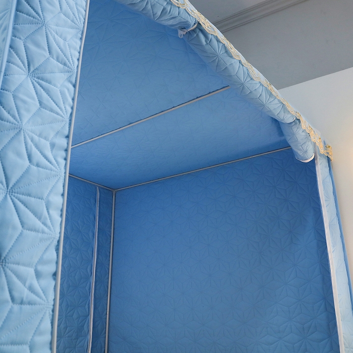 91家纺网 家纺一手货源 找家纺 窝里暖 2025新款冬季保暖夹棉遮光帘蚊帐（五块夹棉） 蓝色