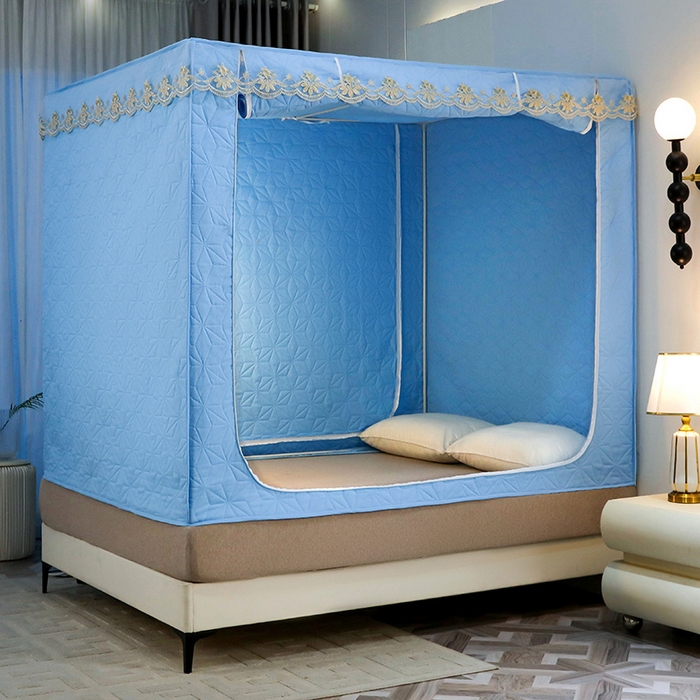 91家纺网 家纺一手货源 找家纺 （总）窝里暖 2025新款冬季保暖夹棉遮光床帘蚊帐（五块夹棉）