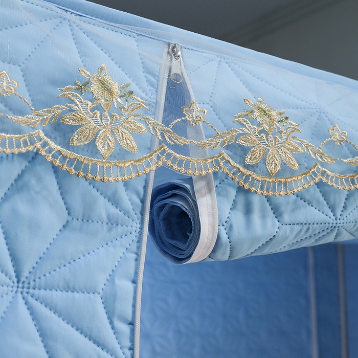 91家纺网 家纺一手货源 找家纺 窝里暖 2025新款冬季保暖夹棉遮光帘蚊帐（五块夹棉） 蓝色