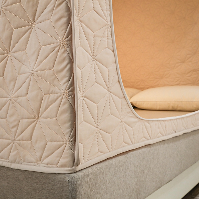 91家纺网 家纺一手货源 找家纺 窝里暖 2025新款冬季保暖夹棉遮光帘蚊帐（五块夹棉） 米白