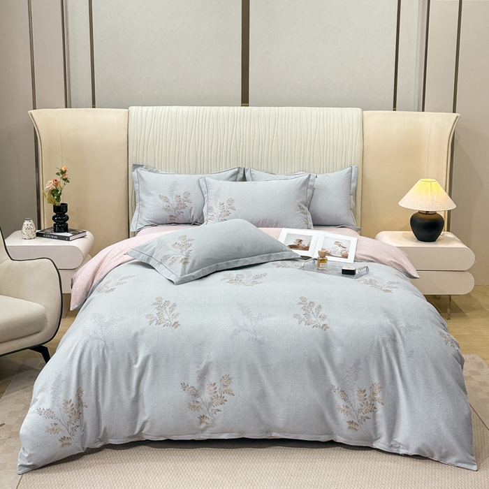 91家纺网 家纺一手货源 找家纺 凌鼎 2025新款喷气加厚磨毛四件套系列1 静初灰