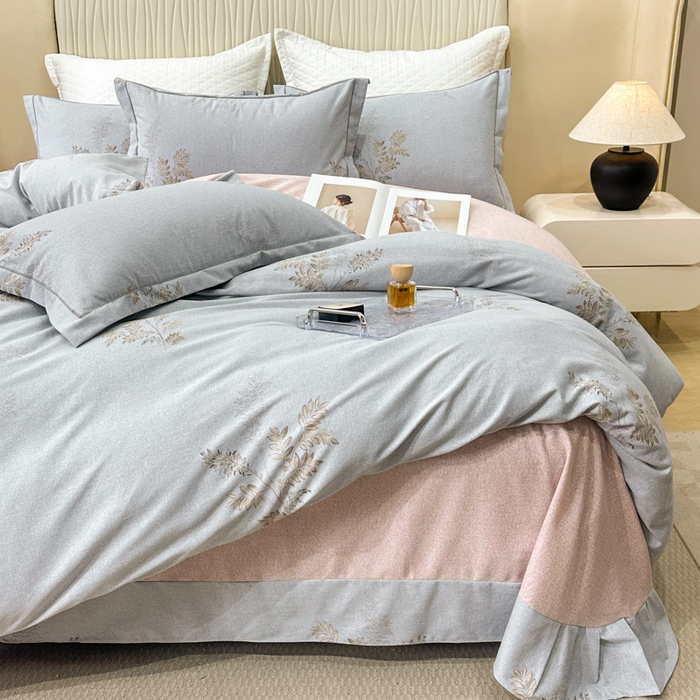 91家纺网 家纺一手货源 找家纺 凌鼎 2025新款喷气加厚磨毛四件套系列1 静初灰