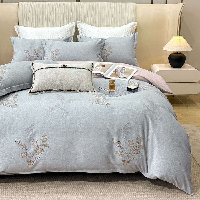 91家纺网 家纺一手货源 找家纺 凌鼎 2025新款喷气加厚磨毛四件套系列1 静初灰