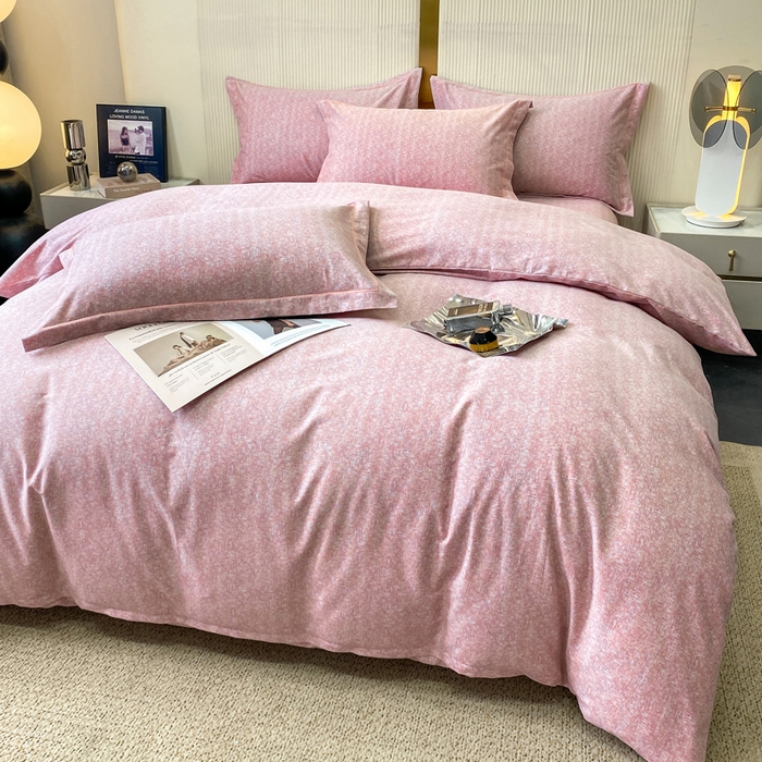 91家纺网 家纺一手货源 找家纺 凌鼎 2025新款喷气加厚磨毛四件套系列1 玛雅粉