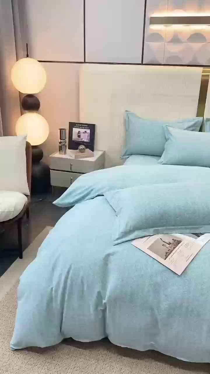 91家纺网 家纺一手货源 找家纺 凌鼎 2025新款喷气加厚磨毛四件套系列1 玛雅绿