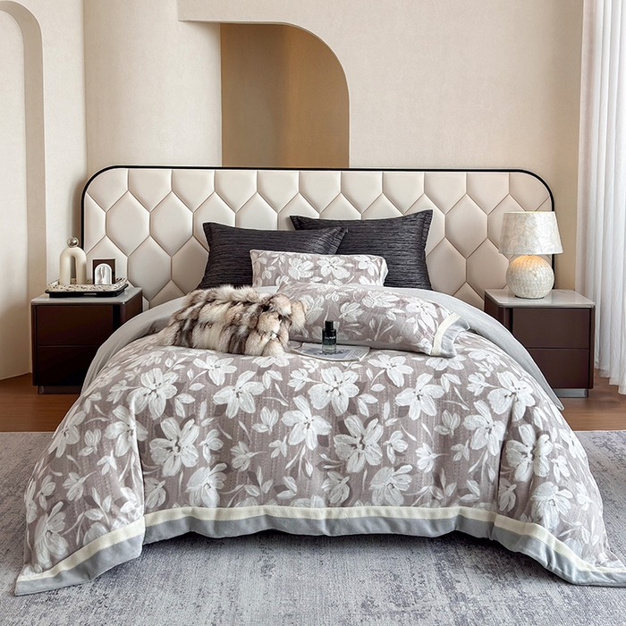 若未家居 LOVEWE HOUSE 2025新款220高克重牛奶绒色烂双拼四件套 花漾梦雨 咖