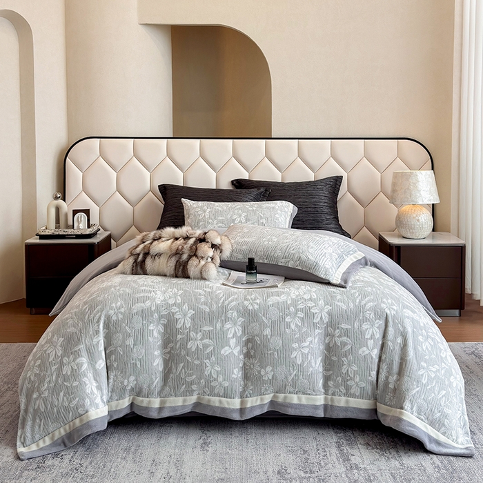 若未家居 LOVEWE HOUSE 2025新款220高克重牛奶绒色烂双拼四件套 花音灰