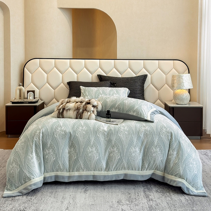 若未家居 LOVEWE HOUSE 2025新款220高克重牛奶绒色烂双拼四件套 流年花束 蓝灰