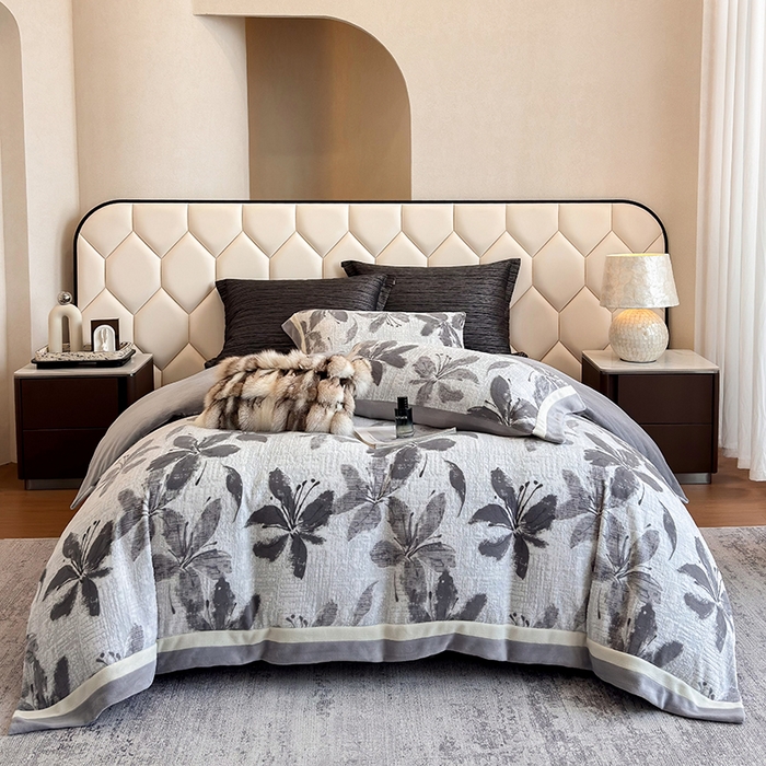 若未家居 LOVEWE HOUSE 2025新款220高克重牛奶绒色烂双拼四件套 疏影灰