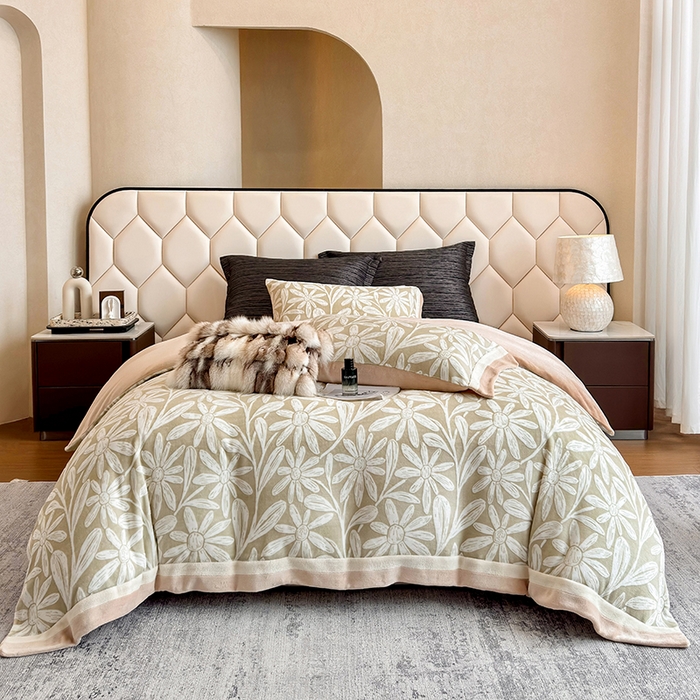 若未家居 LOVEWE HOUSE 2025新款220高克重牛奶绒色烂双拼四件套 向阳花