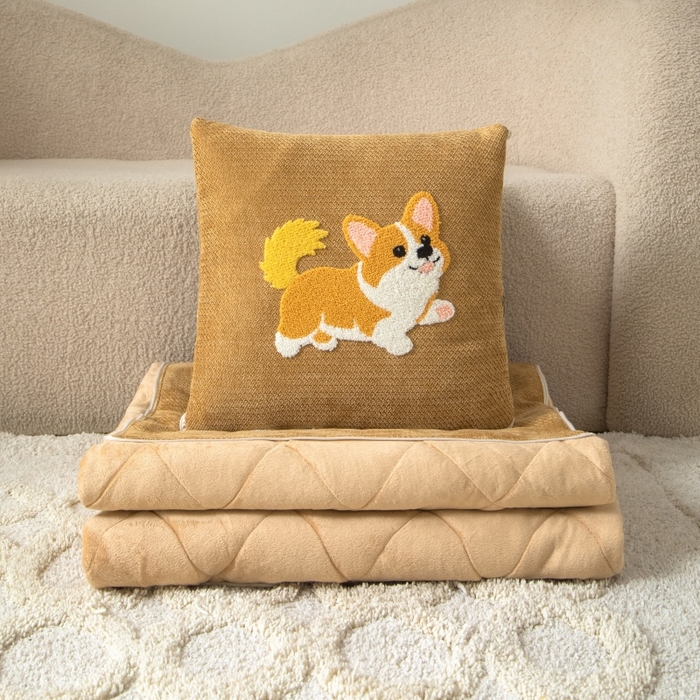 91家纺网 家纺一手货源 找家纺 （总）新奇异 2025新款卡通毛巾绣抱枕被-冬季加厚水晶绒款可爱狗+萝卜兔系列