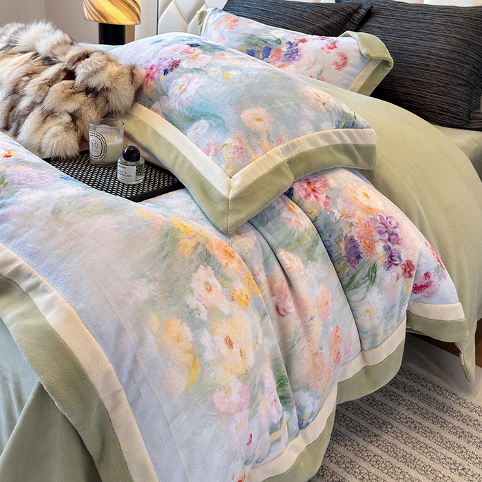 91家纺网 家纺一手货源 找家纺 （总）若未家居 LOVEWE HOUSE 2025新款250克全消光数码印花牛奶绒双拼角四件套