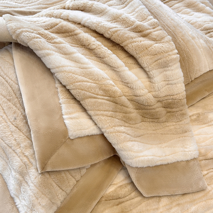 91家纺网 家纺一手货源 找家纺 若未家居 LOVEWE HOUSE 2025新款阿尔卑斯丹麦渐变山脉系风格貂四件套 浅卡其