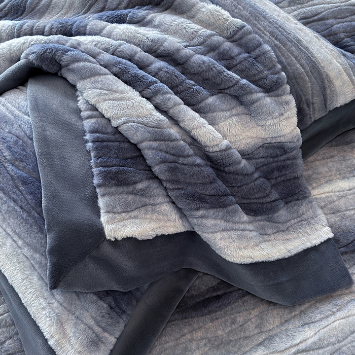 91家纺网 家纺一手货源 找家纺 若未家居 LOVEWE HOUSE 2025新款阿尔卑斯丹麦渐变山脉系风格貂四件套 青呆蓝