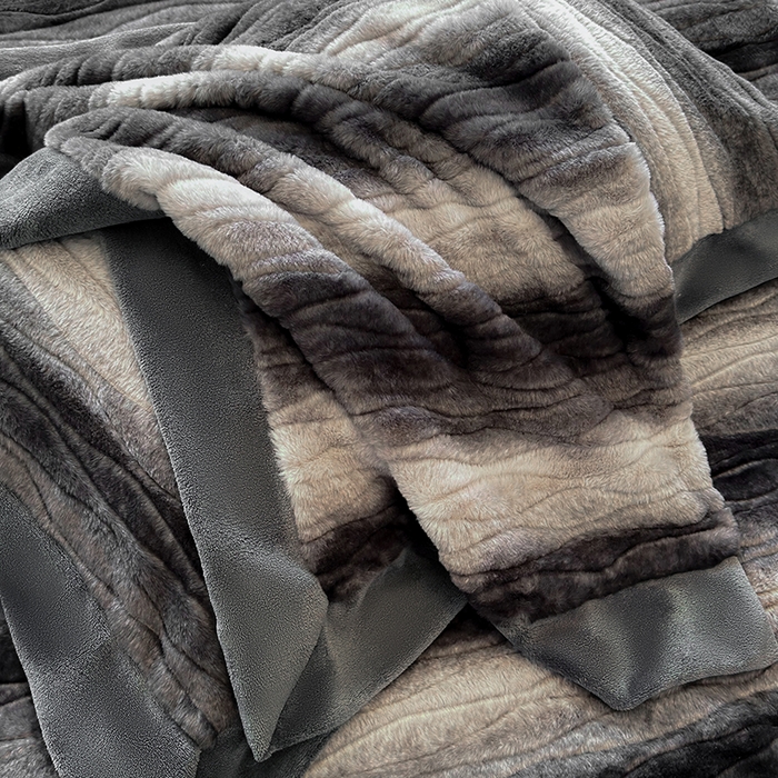 91家纺网 家纺一手货源 找家纺 若未家居 LOVEWE HOUSE 2025新款阿尔卑斯丹麦渐变山脉系风格貂四件套 雾面黑