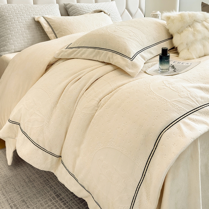 若未家居 LOVEWE HOUSE 2025新款高克重牛奶绒四件套-镜中铃兰 镜中铃兰-米白