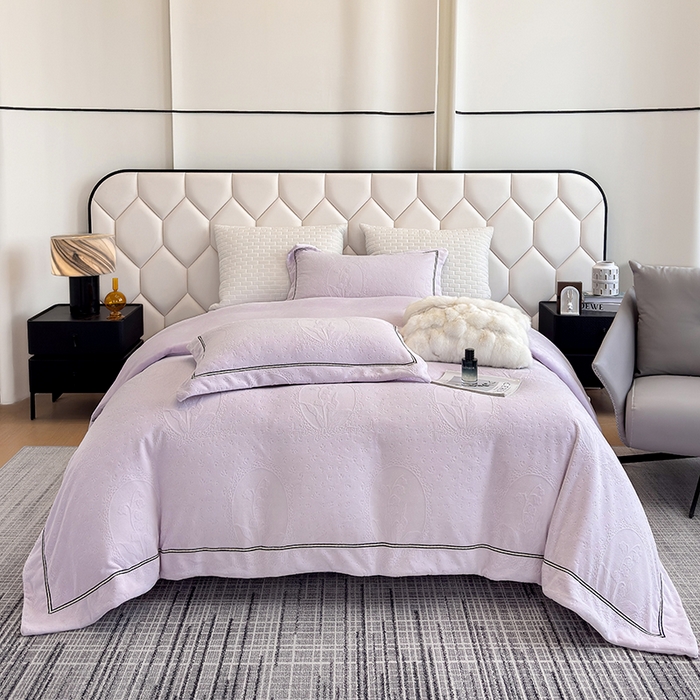 91家纺网 家纺一手货源 找家纺 若未家居 LOVEWE HOUSE 2025新款高克重牛奶绒四件套-镜中铃兰 镜中铃兰-浅紫